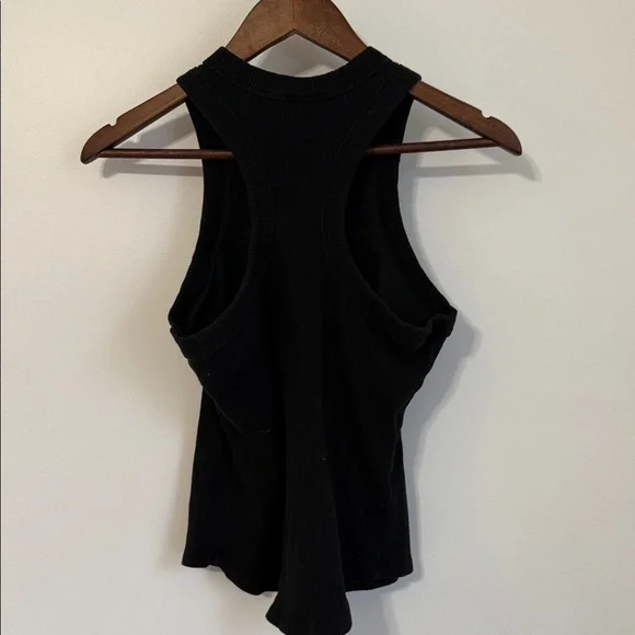 Fabletics Black Ribbed Tank Top with shelf bra - Picture 4 of 7